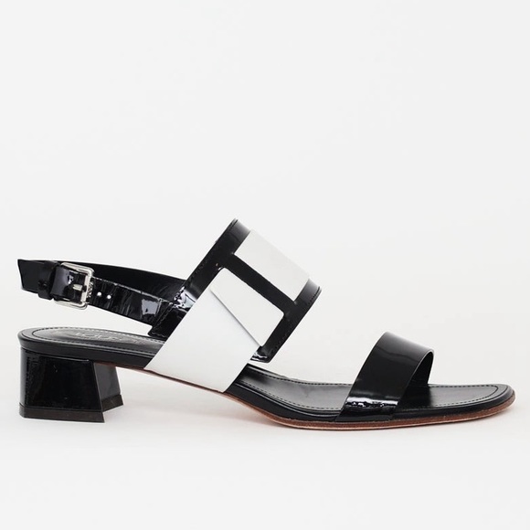 Tod’s Black & White Block Heel Sandal 36 - Picture 2 of 11